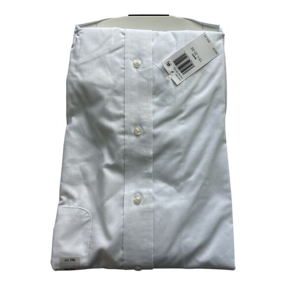 IZOD Mens All Over Stretch Dress Shirt White Size 18 1/2 35-36 TALL Wrinkle Free - Picture 3 of 6